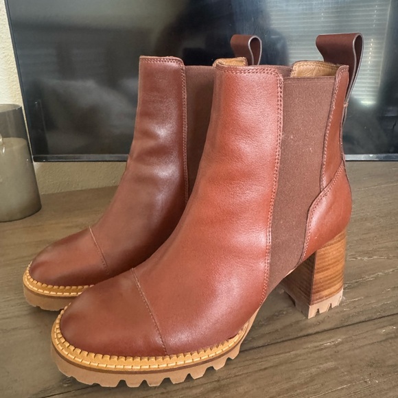 See By Chloe Chestnut Heeled Boots 8.5 - Picture 1 of 7